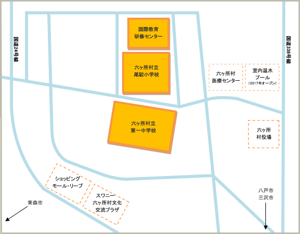 国際教育研修センターと近隣の教育施設マップ